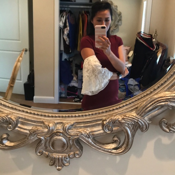 Floral lace tube crop top with sleeves - Picture 3 of 3